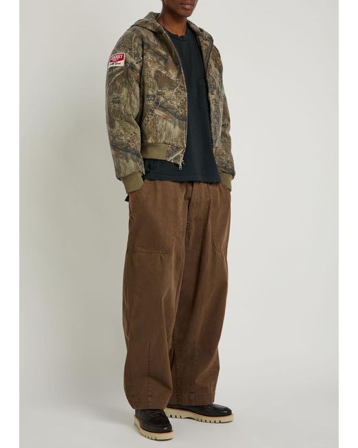 CHERRY LA Green Camouflage Hooded Canvas Jacket for men