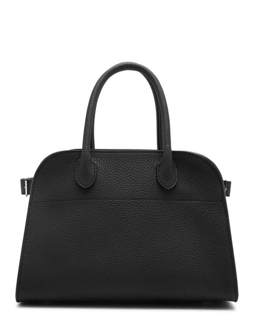 The Row Black Soft Margaux 10 Leather Top Handle Bag