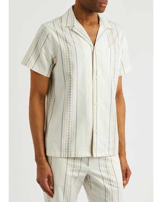 Les Deux White Leo Stripe-Jacquard Cotton Shirt for men