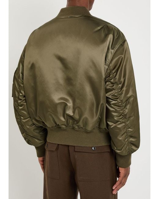 Saint Laurent Green Padded Satin Bomber Jacket for men