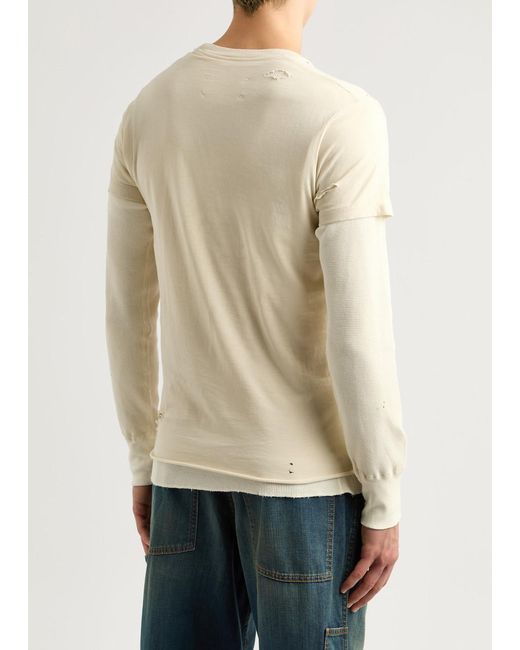 Maison Margiela Natural Distressed Layered Cotton Top for men