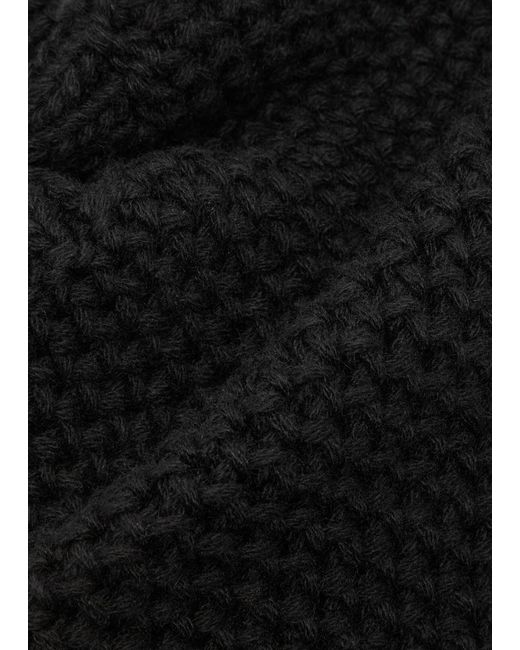 Inverni Black Waffle-knit Cashmere Beanie