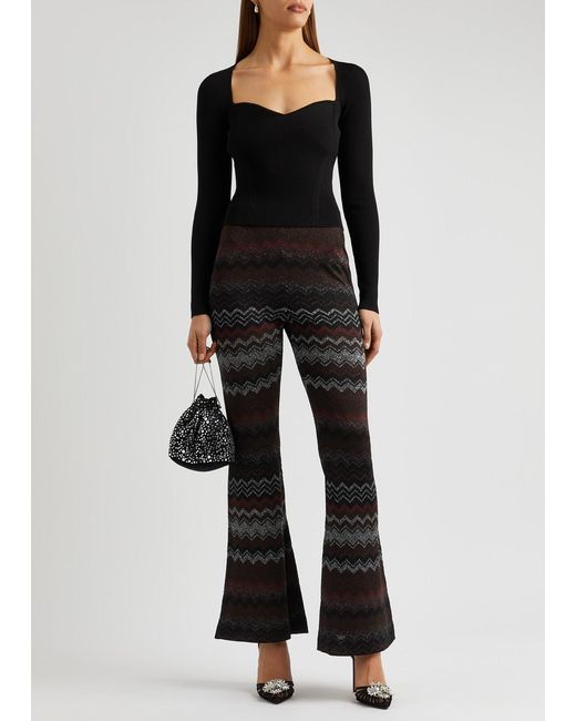 Missoni Black Zigzag-intarsia Fine-knit Trousers