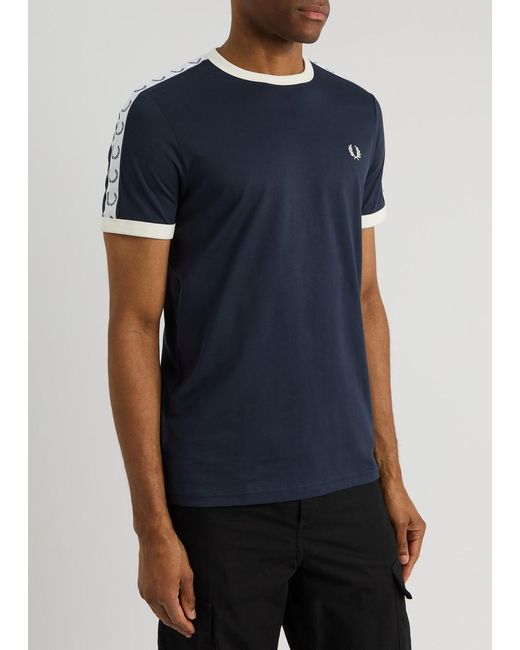 Fred Perry Blue Logo Track Tape Cotton T-Shirt for men