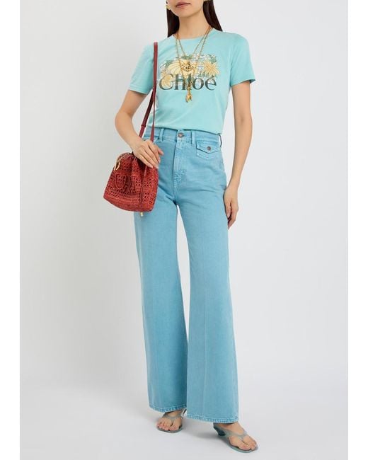 Chloé Blue Printed Cotton T-Shirt
