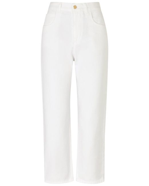 Moncler White Cropped Slim-leg Jeans