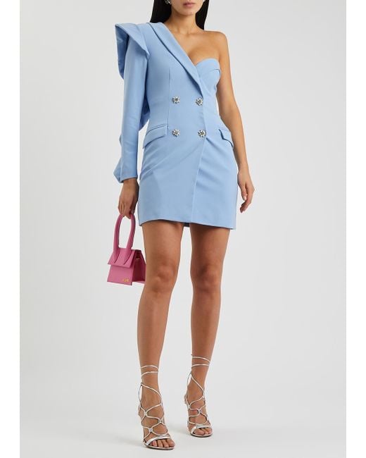 blue plaid flannel dress Women's Light Blue Two-Button Fitted Blazer  RW&CO