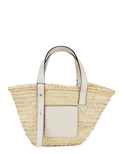 Loewe White Medium Raffia Basket Bag