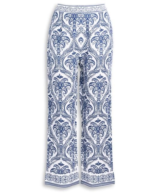 Farm Rio Blue Tropical Printed Linen-Blend Pyjama Trousers