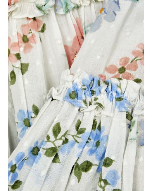 Needle & Thread White Dancing Daisies Floral-Print Cotton Mini Dress