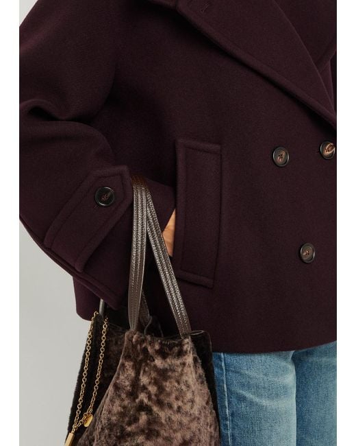 Chloé Red Double-Breasted Wool-Blend Jacket