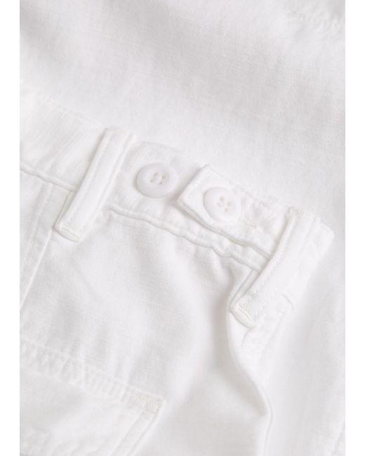 Polo Ralph Lauren White Barrel-Leg Cotton Trousers
