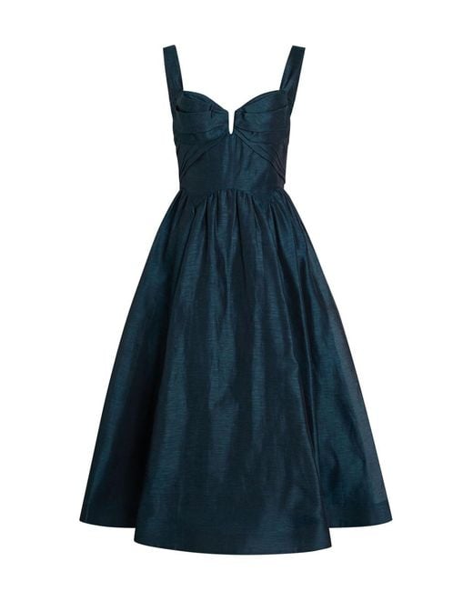 Zimmermann Blue Rebellion Pleated Linen And Silk-Blend Midi Dress