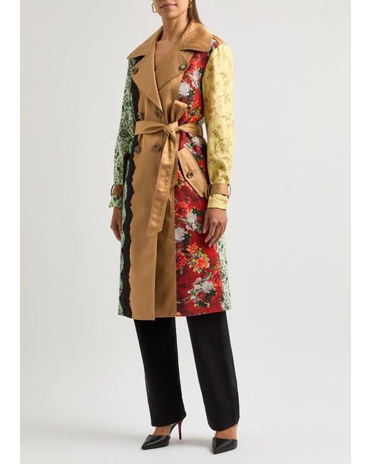 Alice Olivia Keith Patchwork Cotton Trench Coat Lyst UK