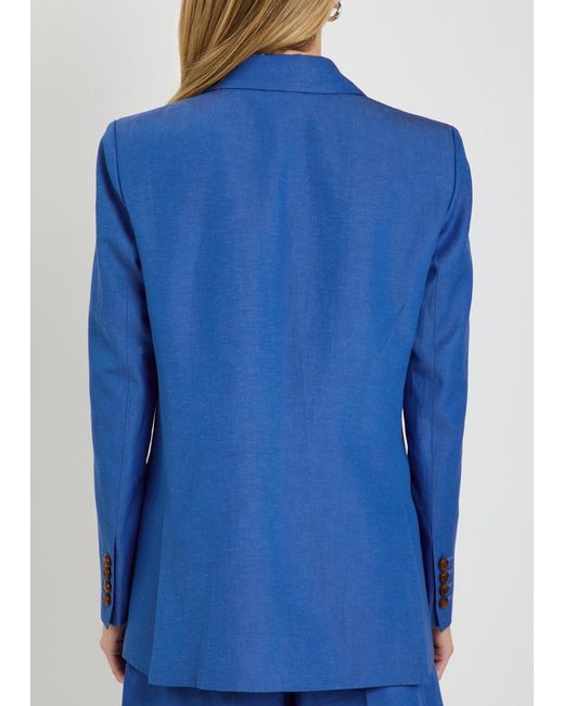 Blazé Milano Blue Everynight Double-Breasted Silk And Linen-Blend Blazer