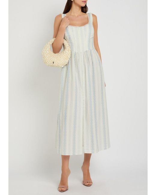 LoveShackFancy White Majory Floral Cotton Midi Dress