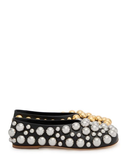A.W.A.K.E. MODE White Dora Studded Leather Flats