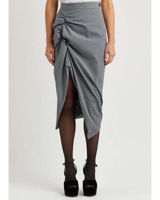 Vivienne Westwood Gray Panther Checked Stretch-cotton Midi Skirt