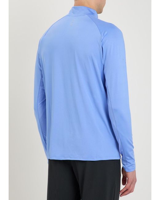 Nike Blue Dri-Fit Quarter-Zip Stretch-Jersey Running Top for men