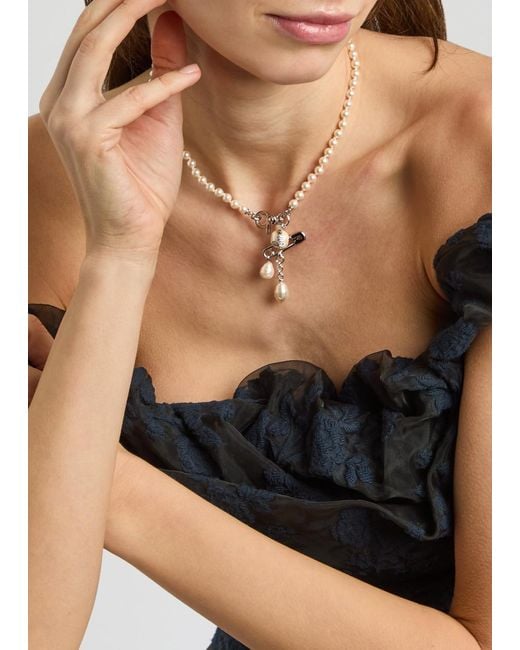 Vivienne Westwood Metallic Claude Small Faux Pearl Necklace