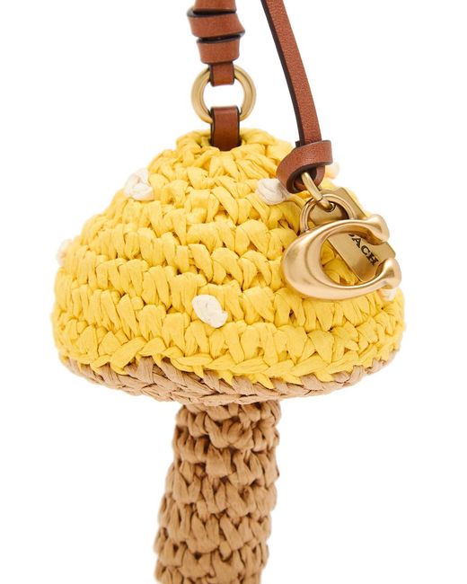 COACH Metallic Mushroom Leather And Straw Bag Charm