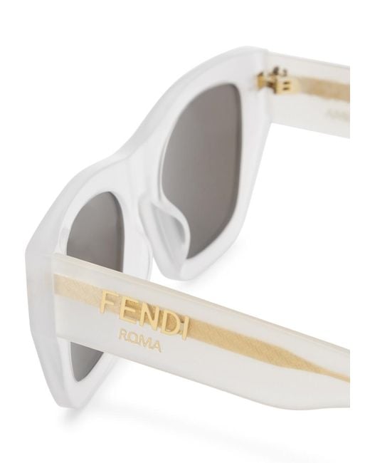 Fendi White Roma Rectangle-frame Sunglasses