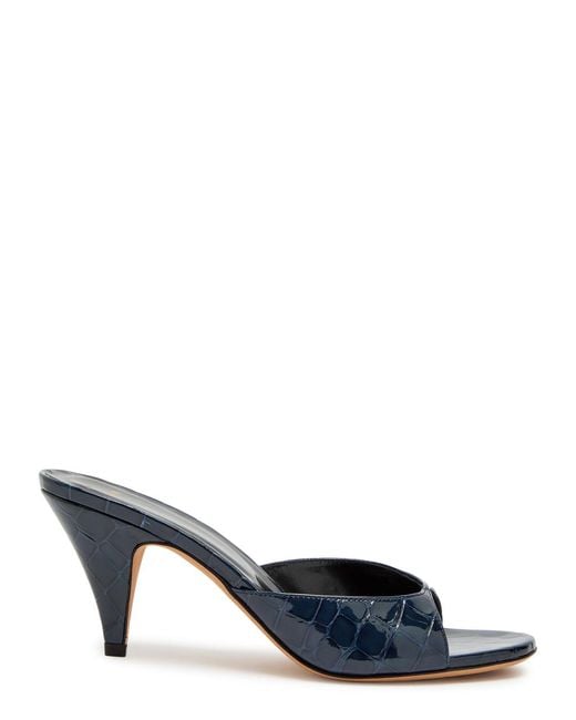 Jude Blue Haze 85 Crocodile-Embossed Leather Sandals
