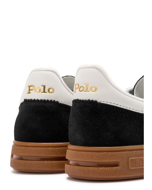 Polo Ralph Lauren Black Bedford Panelled Leather Sneakers for men