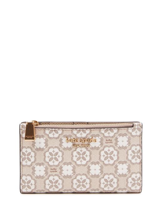 Kate Spade Spade Flowerjacquard Coated Canvas Wallet in Natural Lyst