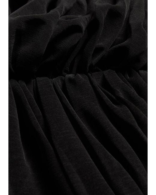 Ronny Kobo Black Aly Gathered Tissue Jersey Mini Dress