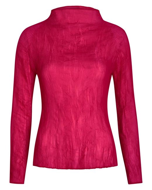 Issey Miyake Red Pleated Chiffon Top