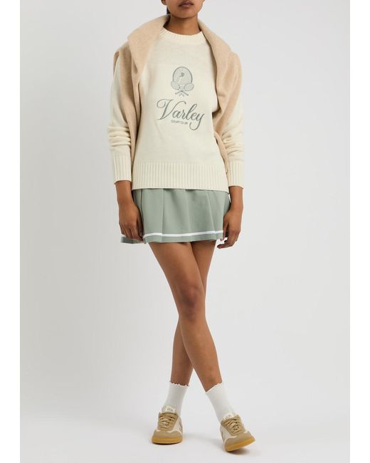 Varley White Edie Logo-Embroidered Knitted Jumper