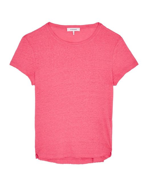 FRAME Pink Easy True Linen T-shirt