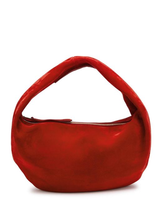 Khaite Red Olivia Medium Suede Top Handle Bag