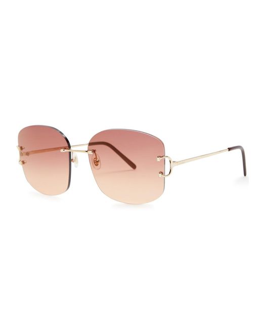 Cartier Pink Signature C De Rimless Oversized Sunglasses