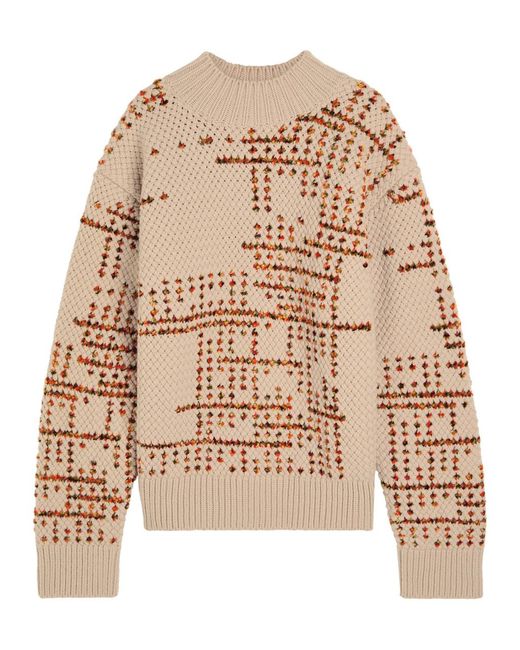 Dries Van Noten Natural Mauritius Patterned Wool-Blend Jumper for men