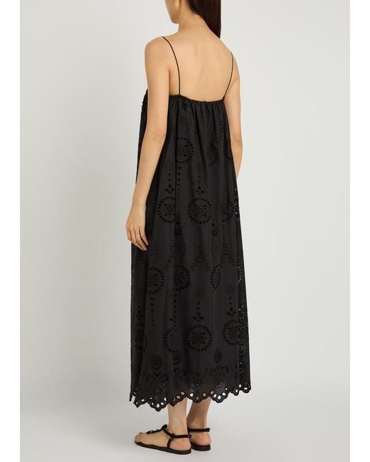 Matteau Black Broderie Anglaise Cotton Midi Dress