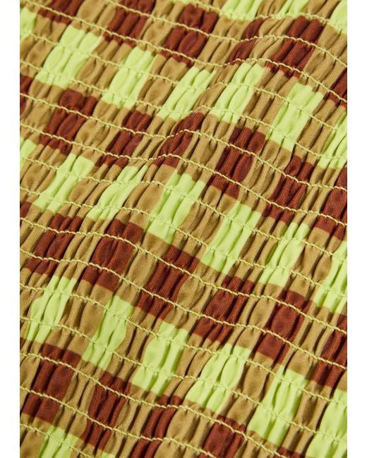 Damson Madder Yellow Lilibet Checked Smocked Swimsuit