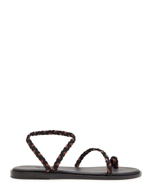 Ancient Greek Sandals Black Elevated Eleftheria Braided Leather Sandals
