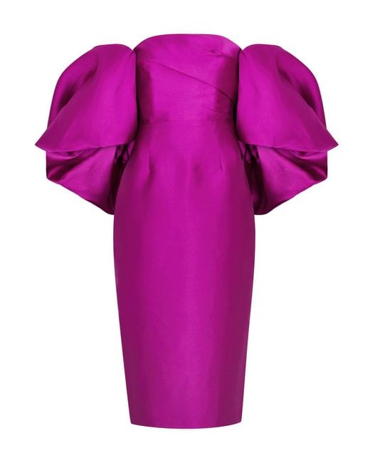 Solace London Pink Marcia Faille Midi Dress