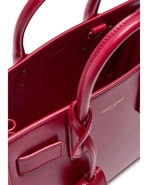 Saint Laurent Red Sac De Jour Nano Leather Top Handle Bag
