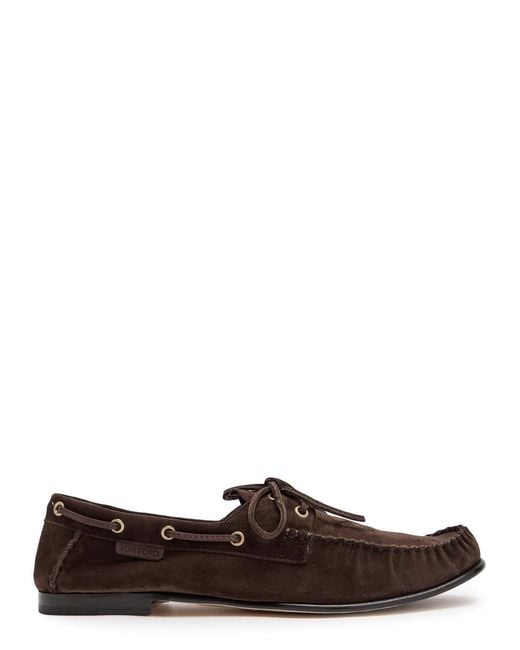 Tom Ford Brown Theo Suede Boat Shoes for men