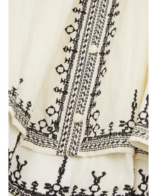 Isabel Marant Natural Perkins Embroidered Cotton Blouse