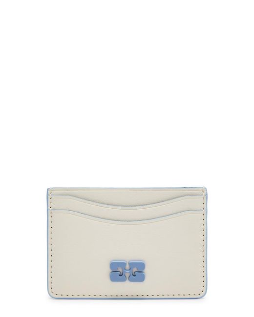 Ganni White Bou Logo Leather Card Holder