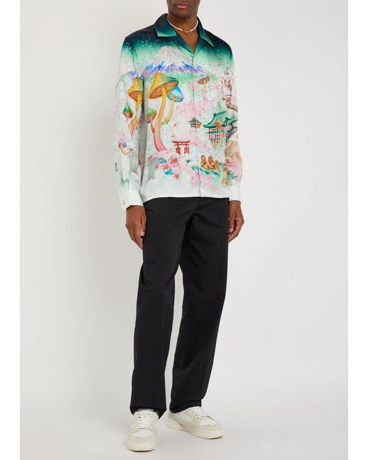 Casablanca White Multicolour Silk Casual Shirt for men