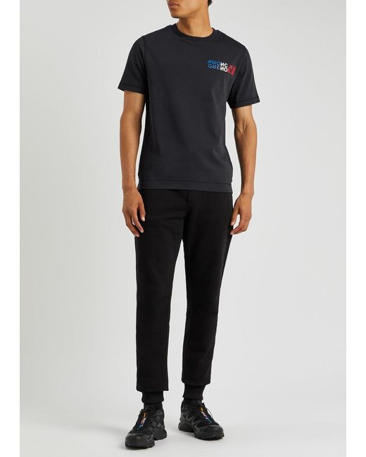 3 MONCLER GRENOBLE Black Logo Cotton T-Shirt for men