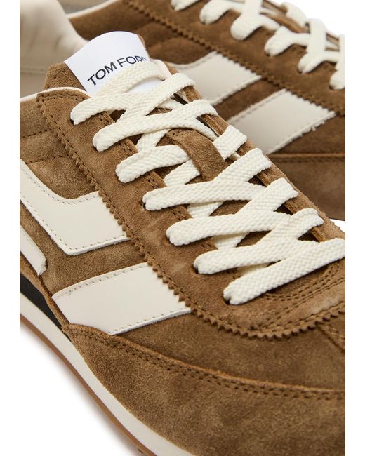 Tom Ford Brown Mick Panelled Suede Sneakers for men