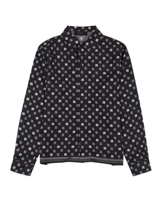 Amiri Monochrome Logo-print Silk-twill Shirt in Black for Men | Lyst UK