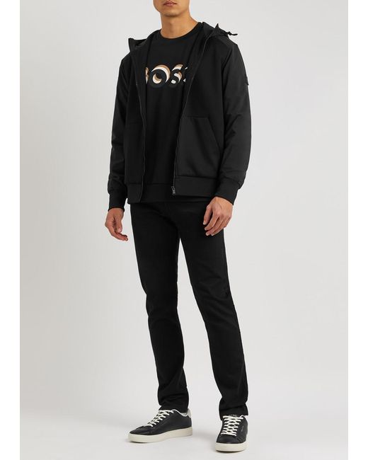 Boss Black Hooded Panelled Jersey Jacket for men