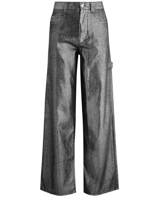 Isabel Marant Gray Cover Metallic Wide-Leg Jeans